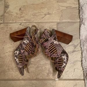 Peep Toe Snakeskin Heels